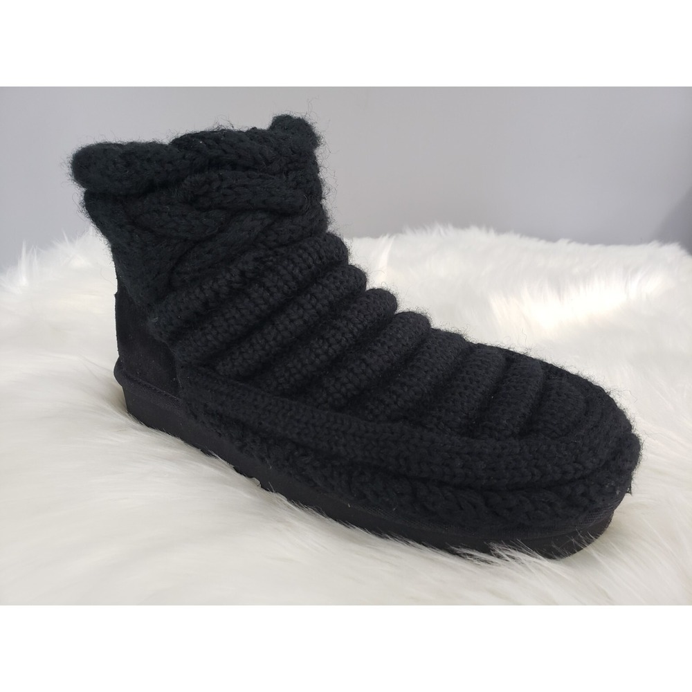 NEW NO BOX UGG Size 5 Classic Mini Chunky Knit BLK Black Boot booties house shoe